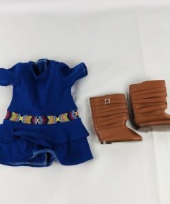 American Girl Doll Saige Outfit Blue Western Meet Dress & Boots Set - Suthern Picker