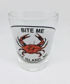 Bite Me Oak Island NC North Carolina Collectible Shot Glass Crab - Suthern Picker