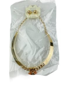 Mia Studio Gold Choker Earring Set Pink Stone New With Tags - Suthern Picker