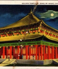 Golden Temple Of Jehol By Night Vintage Linen Postcard Chicago World's Fair 1939 - Suthern Picker