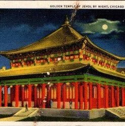 Golden Temple Of Jehol By Night Vintage Linen Postcard Chicago World's Fair 1939 - Suthern Picker