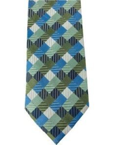 Geoffrey Beene Men's Neck Tie Geometric Blue Mint Diamond 100% Silk Hand Made 1 - Suthern Picker
