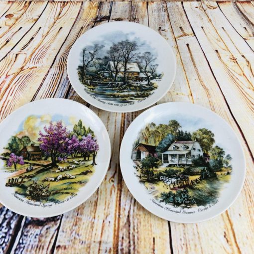 Currier and Ives 3 Seasons Collector Plates 6 1/2 Inch Diameter - Suthern Picker