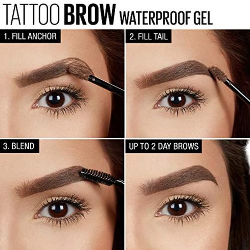 Maybelline TattooStudio Longwear Waterproof Eyebrow Gel Makeup Black Brown - Suthern Picker