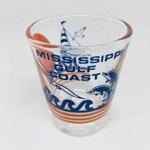 Mississippi Gulf Coast Collectible Shot Glass Sail Boat Dolphins - Suthern Picker