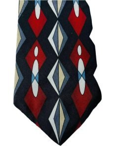 Stuart Ashley Men's Neck Tie Geometric Red Black Gray White 100% Silk USA Made - Suthern Picker