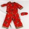 American Girl Doll Custom Made Red Pajamas Set Sock Monkey Design With Mask - Suthern Picker