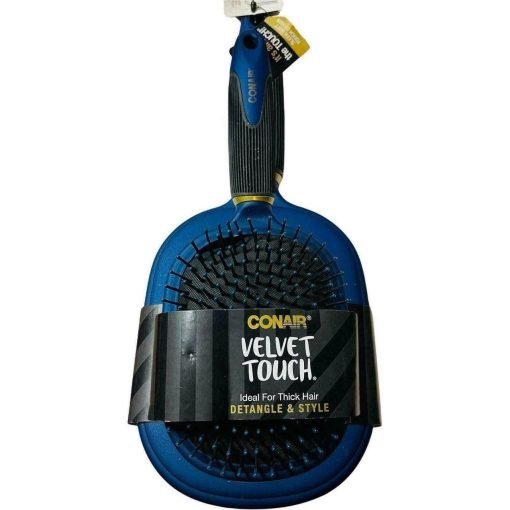 Conair Velvet Touch Soft Touch Grip Detangle & Style Square Hair Brush Blue - Suthern Picker