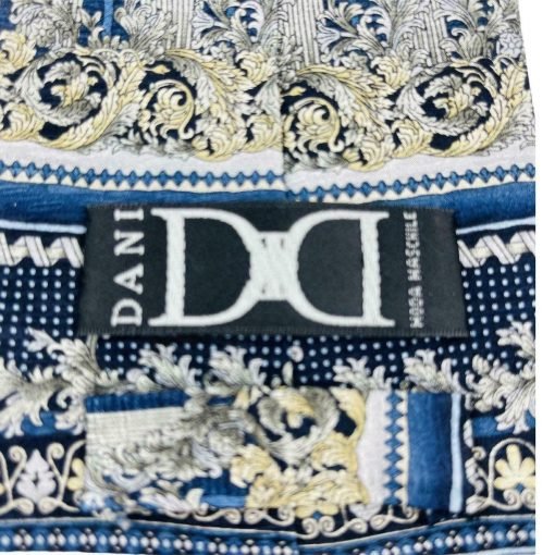 Dani Men's Neck Tie Geometric Pillar Blue Stripe 100% Silk Wide - Suthern Picker