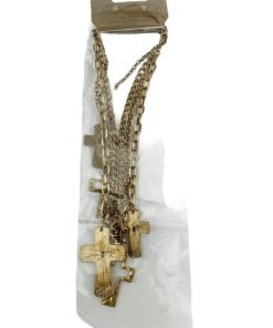Mia Inspirations 3 Chain Crosses Necklace and Earring Set Copper Gold Colors - Suthern Picker