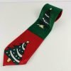 Keith Daniels Men's Neck Tie Christmas Tree Theme Red Green Italy New York - Suthern Picker