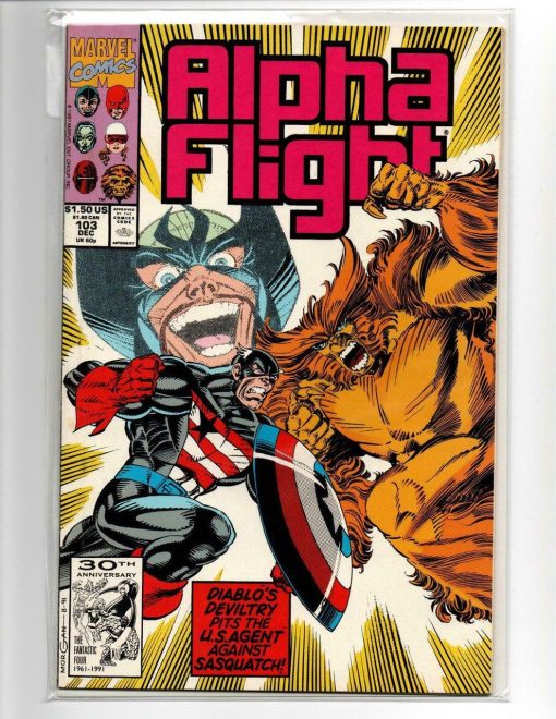 Alpha Flight #103 December 1991 Marvel Comic Book Diablo's Deviltry Sasquatch - Suthern Picker