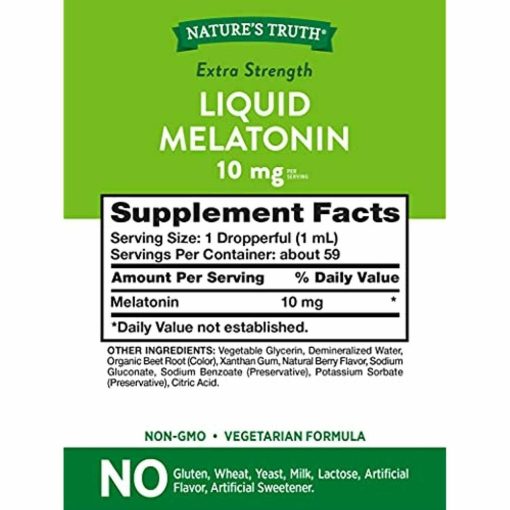 Nature's Truth Melatonin Liquid 10mg 2oz 1 Pack Maximum Strength Berry 03/2022 - Suthern Picker