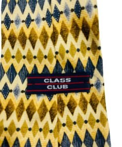 Class Club Men's Neck Tie Gold Brown Black Diamonds Geometric 100% Silk 80232 - Suthern Picker