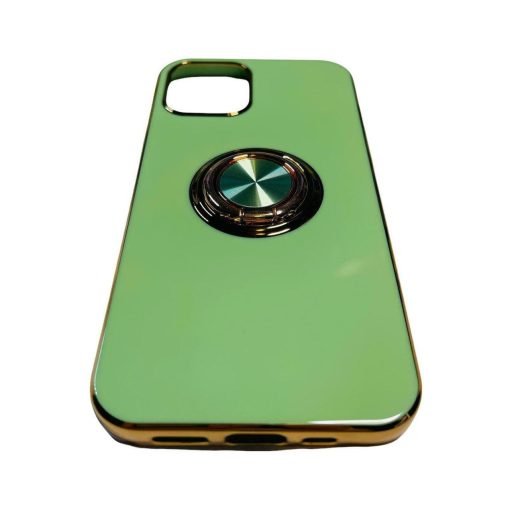 Apple Iphone 12 Pro Phone Case With Built In Ring Holder Green Copper Trim Gel - Suthern Picker