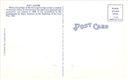 Old Fort Sumter Charleston Harbor South Carolina Vintage Linen Postcard Standard - Suthern Picker