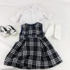 American Girl Doll Clothes Black Red Plaid Dress White Blouse Socks Sneakers - Suthern Picker