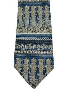 Dani Men's Neck Tie Geometric Pillar Blue Stripe 100% Silk Wide - Suthern Picker