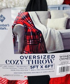 Member’s Mark Oversized Reversible Cozy Throw Blanket 5 ft x 6 ft Mikolaj Plaid - Suthern Picker