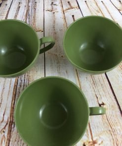 Set Of 3 Vintage Melmac Avocado Green Coffee Tea Cups - Suthern Picker