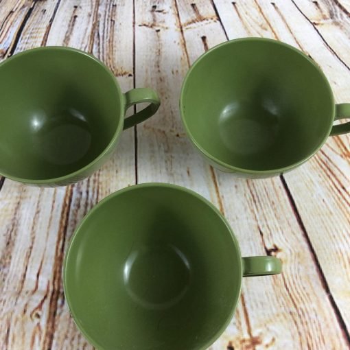 Set Of 3 Vintage Melmac Avocado Green Coffee Tea Cups - Suthern Picker