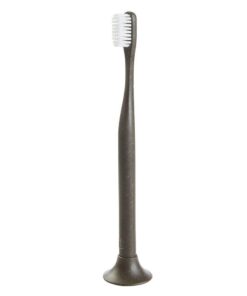 Bogobrush Compostable Toothbrush with Soft Nylon Bristles Stand in Coffee Brown