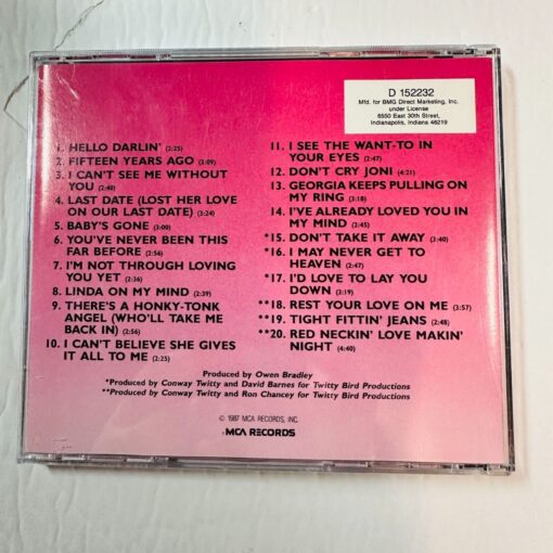 Conway Twitty 20 Greatest Hits CD Album - Image 2