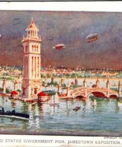 1907 Jamestown Exposition Postcard With Original Stamps & Handwritten Message