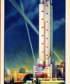 1933 World Tallest Thermometer Postcard Havoline Motor Oil Chicago Expo Postcard