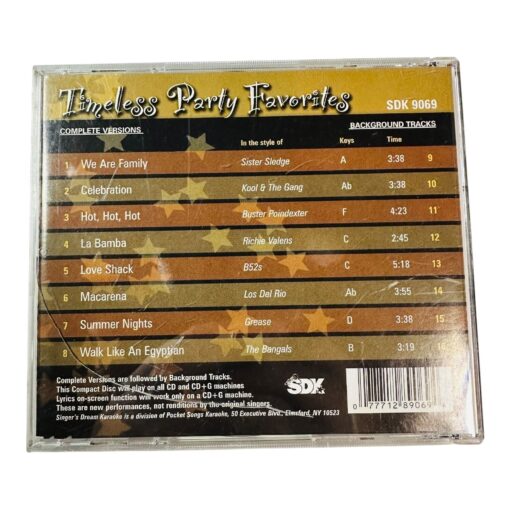 Singers Dream Karaoke Timeless Party Favorites CD+G Disc 8 Song Collection - Image 2
