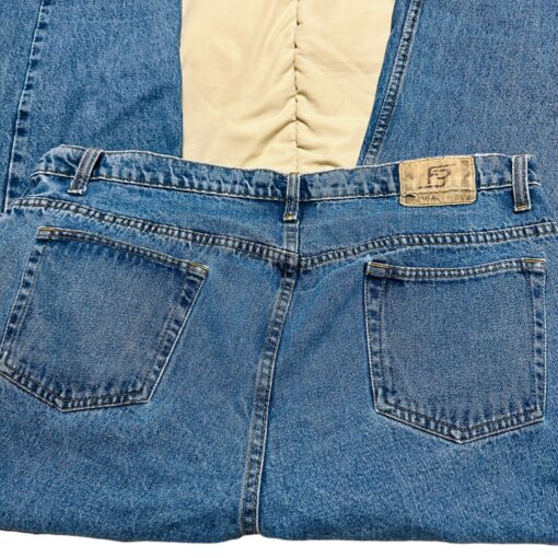 Full Blue Straight Jeans Men's Size 42x30 5 Pocket Denim Relaxed Thighs - Image 2