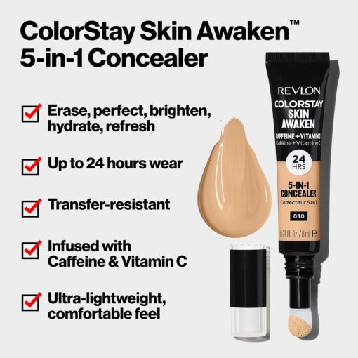 Revlon ColorStay Skin Awaken 5-in-1 Concealer 030 Light Medium 0.27 fl oz - Image 4