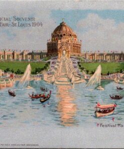 Worlds Fair St. Louis 1904 Official Souvenir Postcard Festival Hall & Cascades #