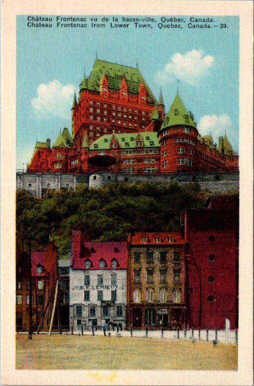 Chateau Frontenac From Lower Town Quebec Canada Vintage Post Card Unposted DB