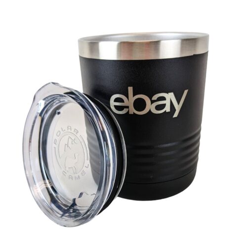 eBay Branded Polar Camel Black Double Walled Ringneck 10oz Tumbler Open 2022