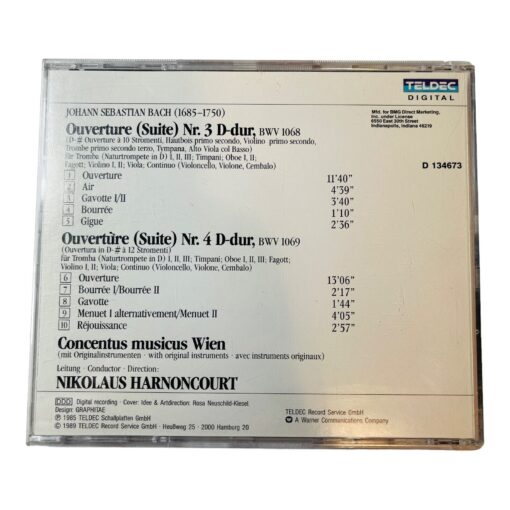 HARNONCOURT Johann Sebastian Bach Ouverturen Nos 3 & 4 Overtures Concentus CD - Image 2