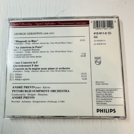 Gershwin: Rhapsody In Blue Piano Concerto In F American Paris Previn Pittsburg - Image 2