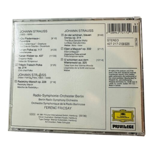 Johann Strauss Emperor Waltz CD Ferenc Fricsay Berlin Radio Symphony Orchestra - Image 2