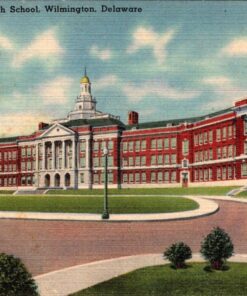 Pierre S. DuPont High School Wilmington Delaware Vintage Linen Postcard 1940s 1