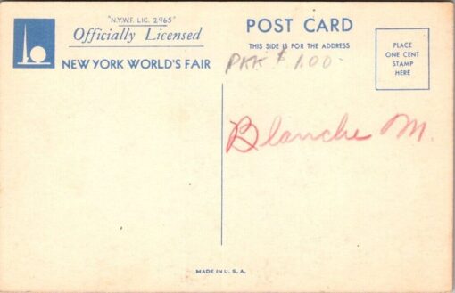 New York Worlds Fair 1939 Linen Postcard Featuring Fountain Of The Atom Gregory - Image 2