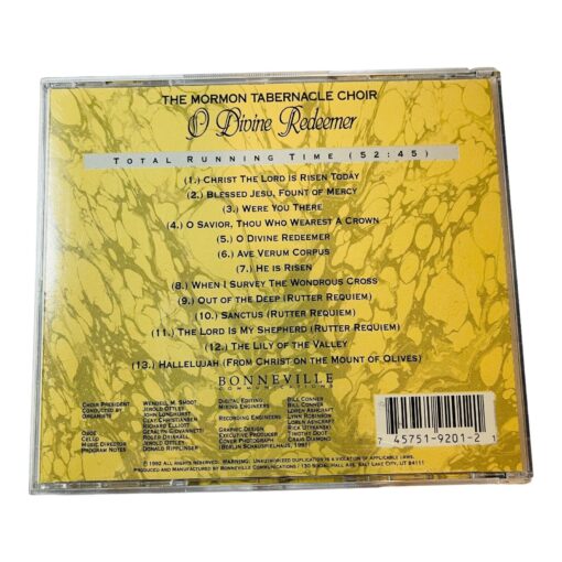 Mormon Tabernacle Choir O Divine Redeemer Audio CD 1999 - Image 2