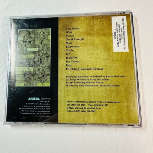Sarah McLachlan "Fumbling Towards Ecstasy" CD Album Jewel Case - Image 2
