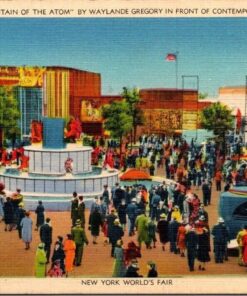 New York Worlds Fair 1939 Linen Postcard Featuring Fountain Of The Atom Gregory