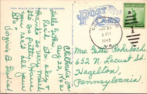 Pierre S. DuPont High School Wilmington Delaware Vintage Linen Postcard 1940s 2 - Image 2