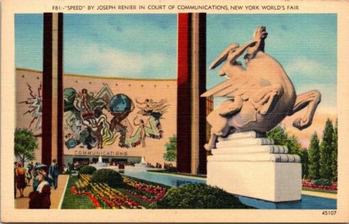 New York Worlds Fair 1939 LinenPostcard Speed By Joseph Renier