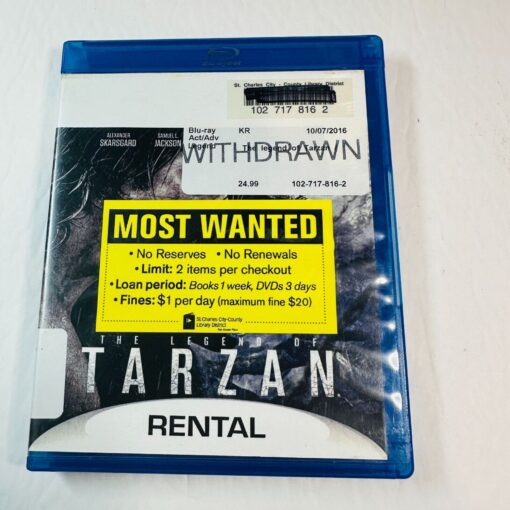 The Legend Of Tarzan Blu-ray DVD Alexander Skarsgard & Samuel L. Jackson St. Cha