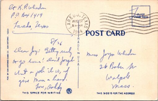 Vintage Linen Postcard Posted Angora GoatsTexas - Image 2