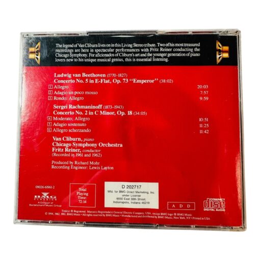 Van Cliburn Living Stereo CD Featuring Rachmaninoff & Beethoven Piano Concertos - Image 2