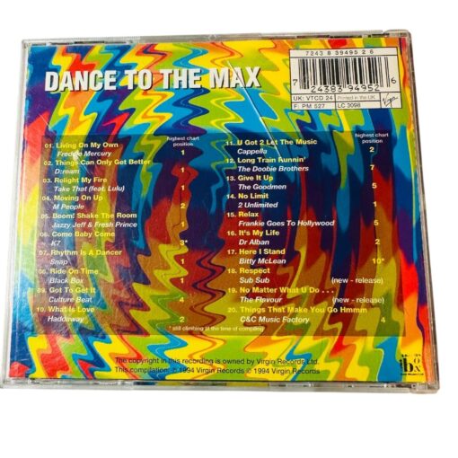 Dance To The Max CD 20 Maximum Dance Hits Various Artists Virgin Records 1994 - Image 2