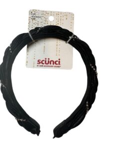 Scunci 1 Piece Headband 69942 Black Fabric With Jewel Stripe Accent